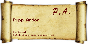 Pupp Andor névjegykártya